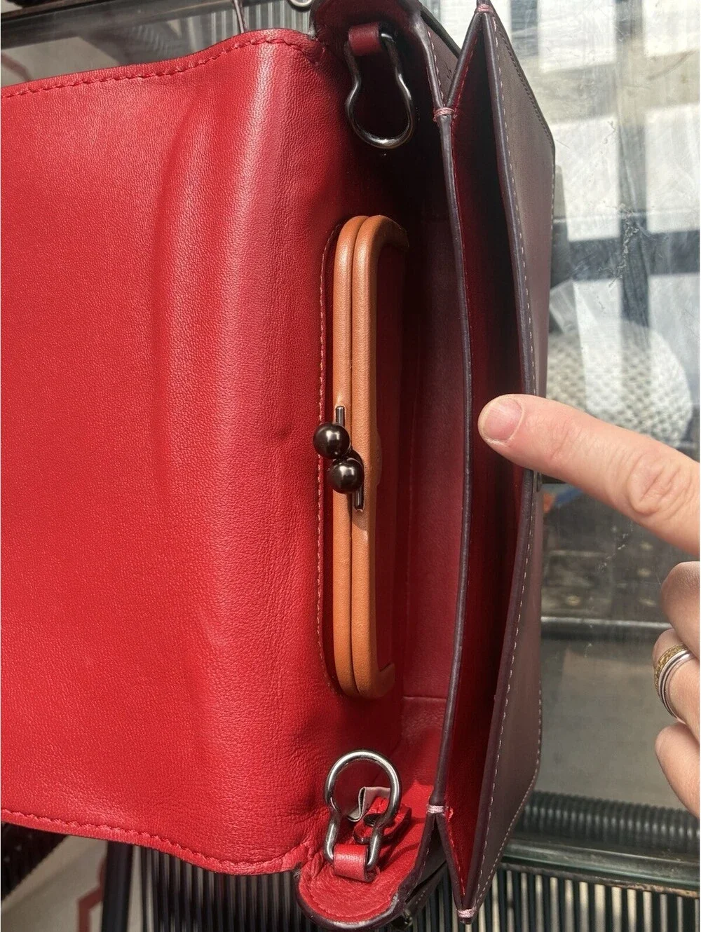 Coach 1941 Oxblood Dinky 24 37296 Glovetanned Leather Kisslock Crossbody